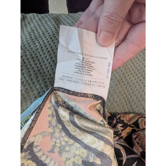 Etro Milano Women's Size 44 Black Silk Multi Printed Jersey Midi Dress Italy - Picture 9 of 9